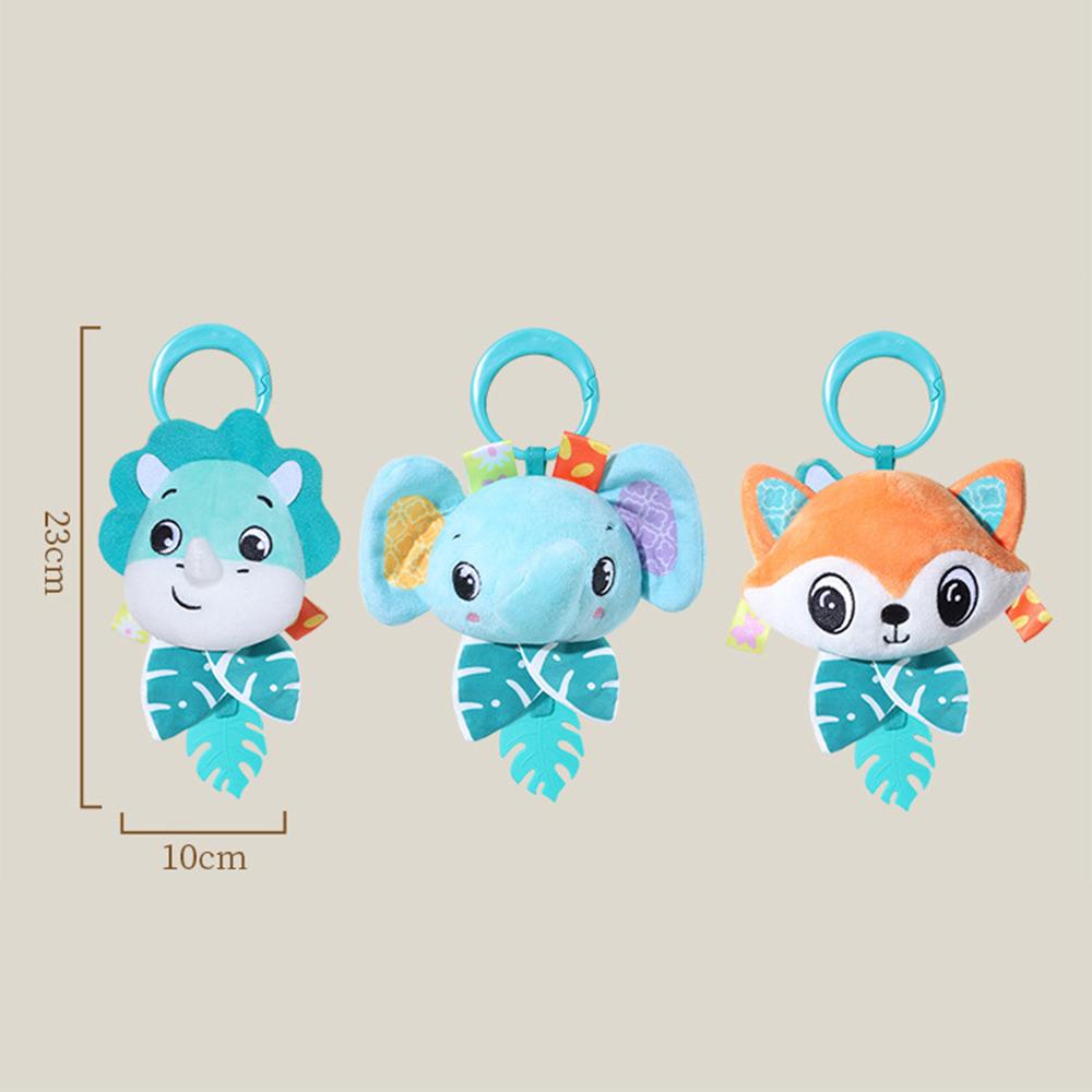 Infant Toy Cartoon Animal Stuffed Hanging Rattle Playthings Infant Bed Crib Car Seat Travel Size Stroller Soft Plush Playthings Featuring Wind Chimes