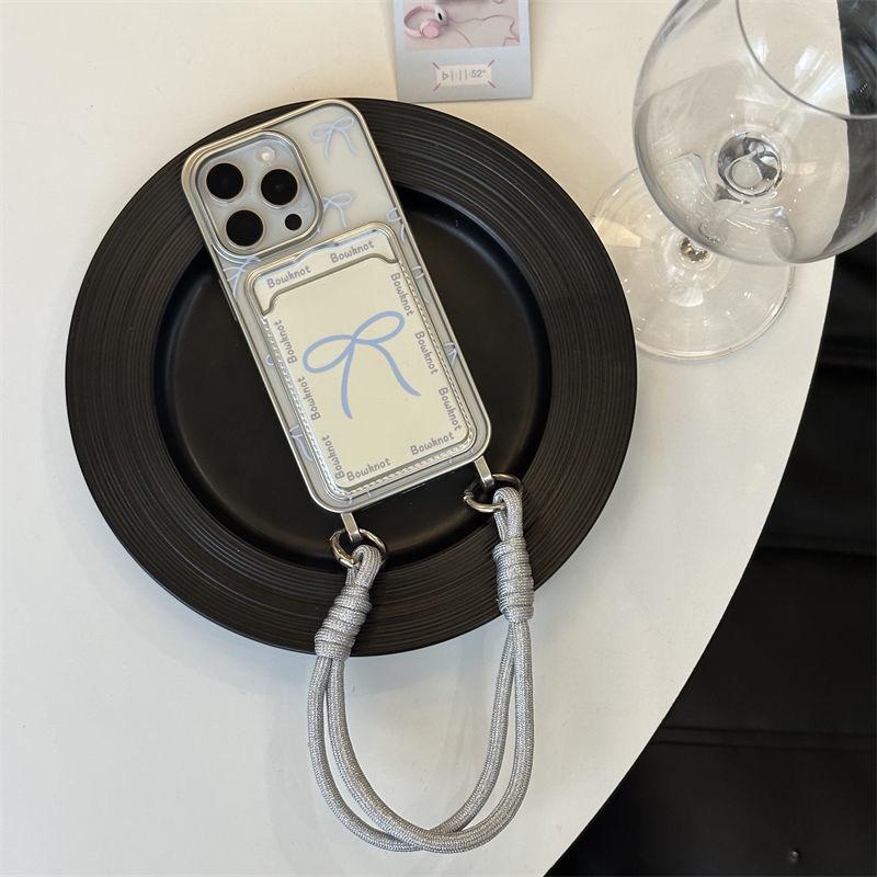 Stylish Bow Card Holder Hand Strap Case for iPhone 11/12/13/14ProMax