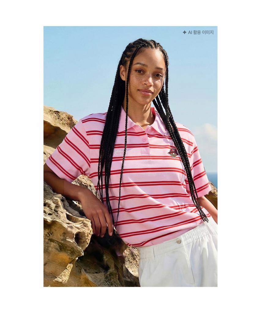 Goldeunbeeo (W) Striped Pique T-Shirt G5Tam26421Pix