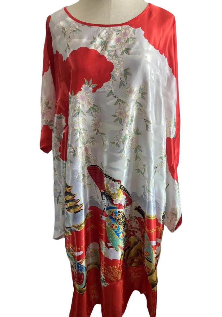 Elegant Lady Silk Robe Set: Qipao Pajamas, Tang Suit, One-Piece Bathrobe Homewear