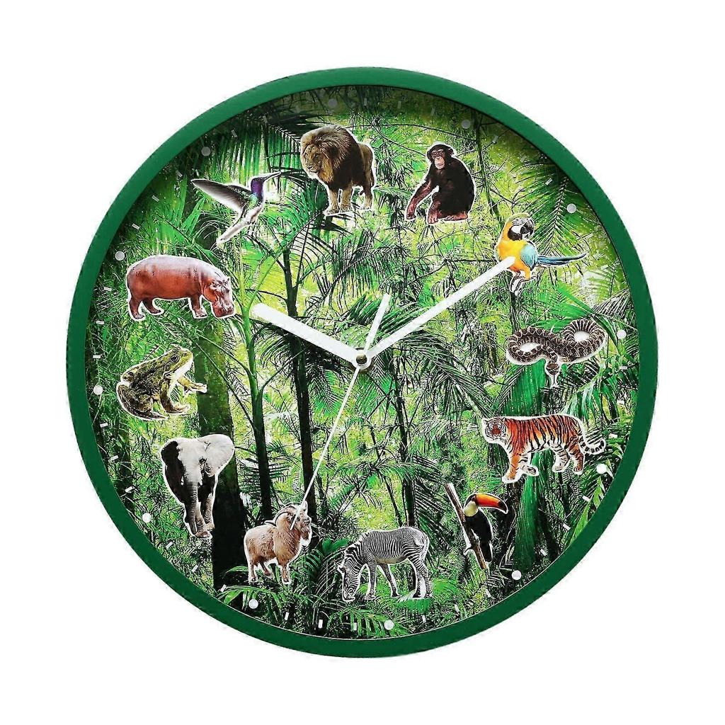 Wanduhr mit stündlichen Tierrufen Leicht Vielseitig Durchmesser 11,8 Zoll