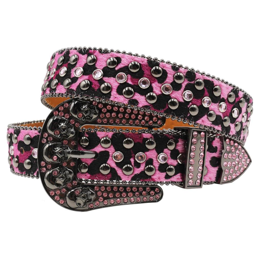 Punk European-American Skull Rhinestone Hip Hop Belt