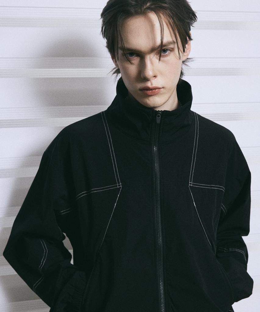 Bunkerbuster Stitch Contrast High-Neck Windbreaker Mq2Ju203_Black