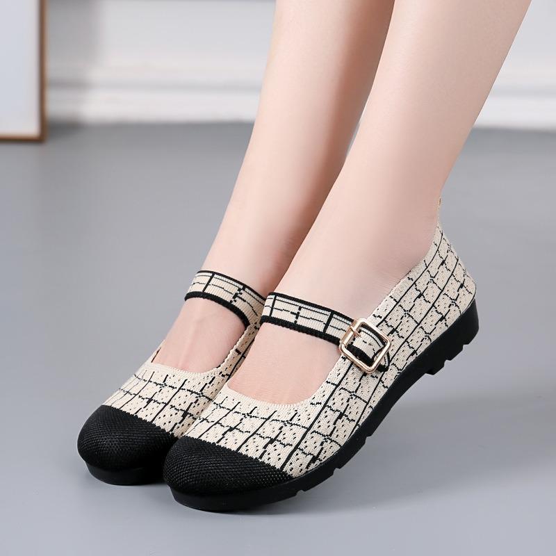 Shoes women's spring new round head soft sole comfortable and breathable one-pedal shoes work shoes