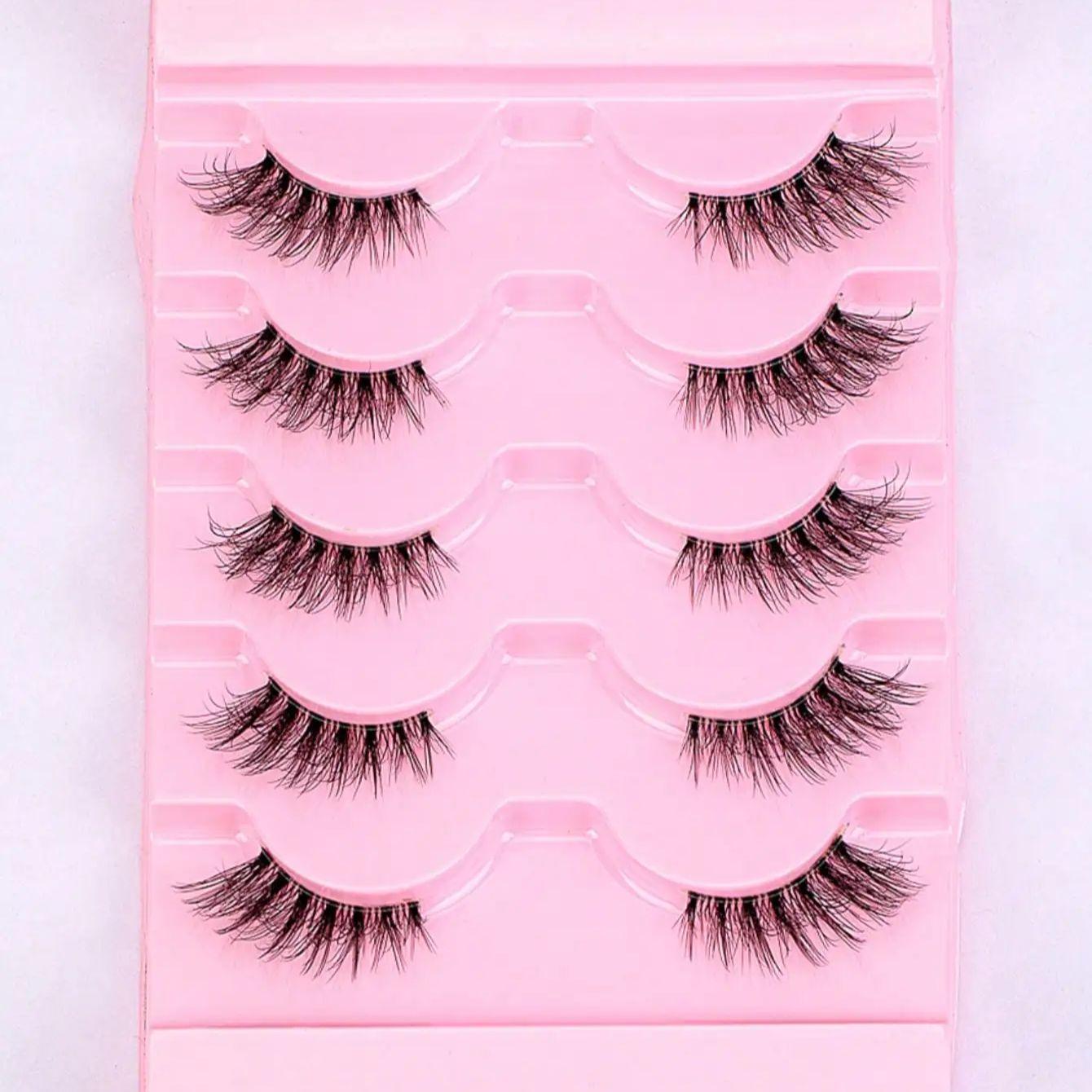 

Ресницы 5 пар искусственных норковых ресниц кошачий глаз, пушистые тонкие прозрачные стебли многоразовые накладные ресницы инструменты для макияжа