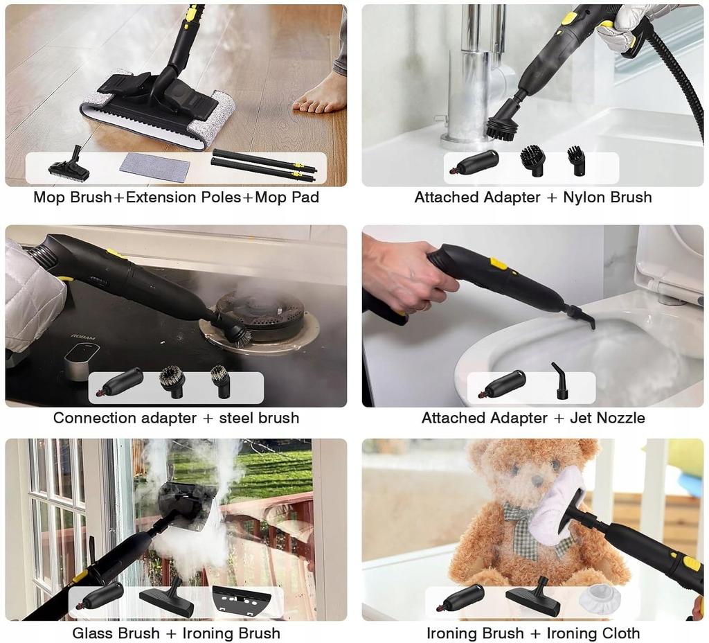 KROQO Multi-Purpose Pressure Steam Mop - 1.5 L, 5 Bar, 23 Accessories