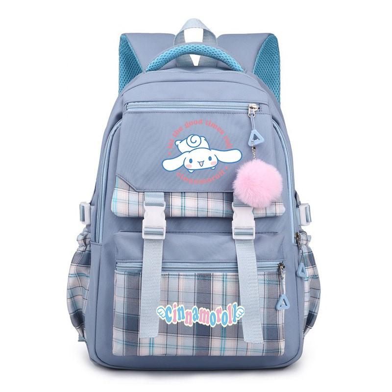 Cinnamoroll Kids School Backpack Boys Girls Large Capacity 20-35L Nylon Dual Strap Bag With Arc Shoulder Straps