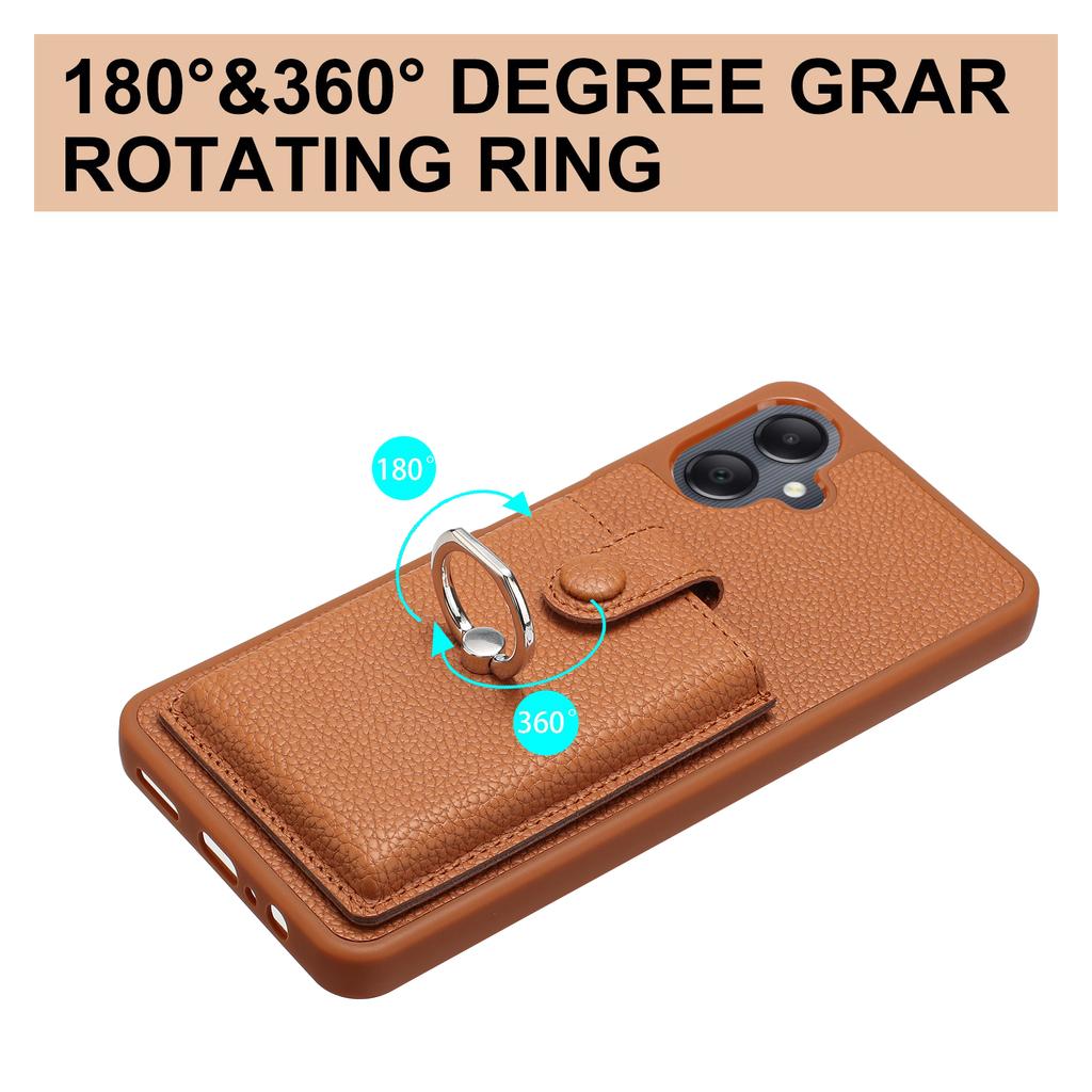 For Samsung Galaxy A07 4G/A06 4G/5G Case with Ring Kickstand Drawing Type Card Slots Leather Back Cover