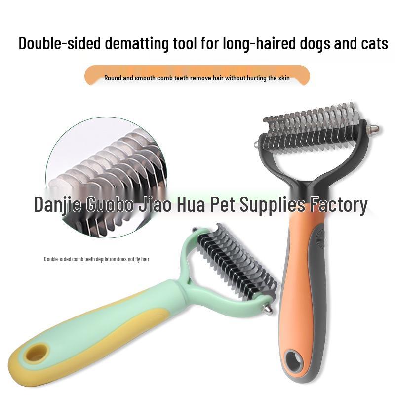Dual-Sided Stainless Steel Pet Comb for Hair Removal & Dematting