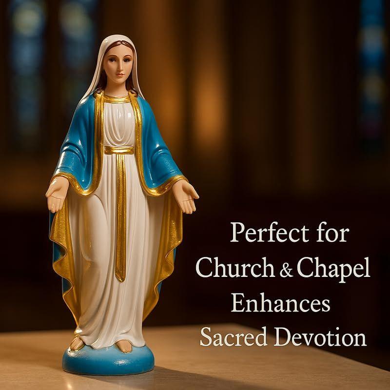 Immaculate Mary Figurine | Christmas Prayer Statue, Marble-Look Decorative Showpiece