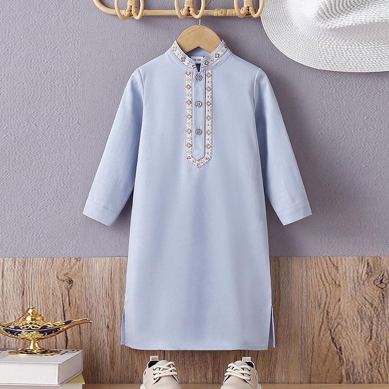 Popular Middle Eastern Boys' Embroidered Robe Set for Teens