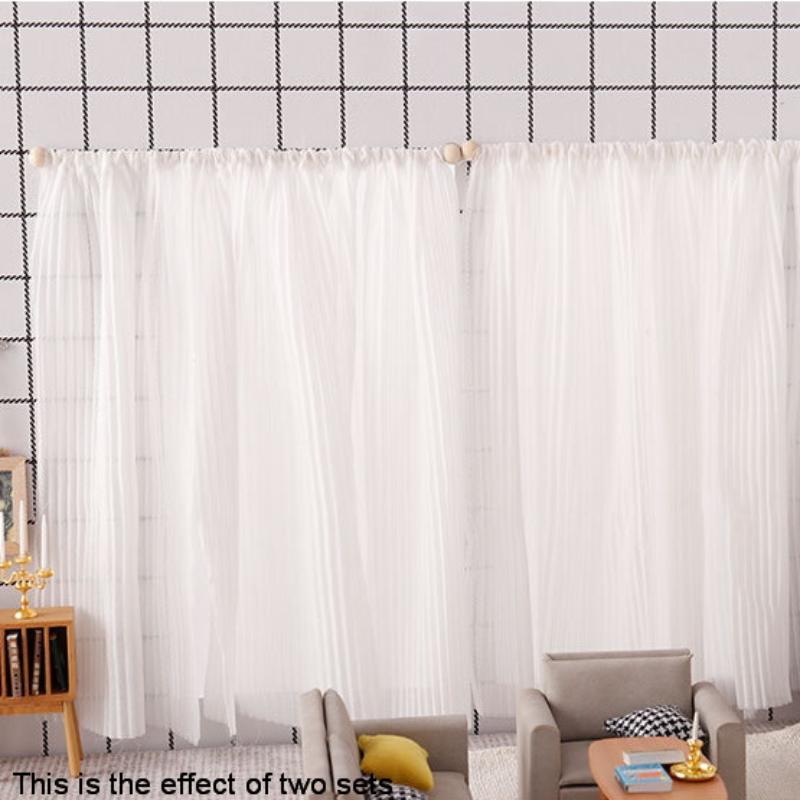1 Piece Bedroom Living Room Furniture Decoration 1:12 Dollhouse Miniature Curtain White Chiffon Door Curtain Window Decor Model