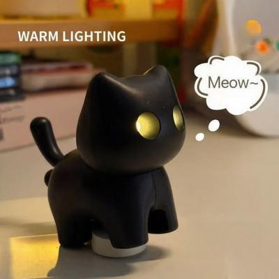 Kľúčenka s nočným svetlom Čierna mačka Roztomilá guľôčka na stlačenie Svietiaci prívesok mačky Mini mačka Meow Senzorická hračka Fidget so zvukom a LED svetlom pre dospelých Milovníkov mačiek
