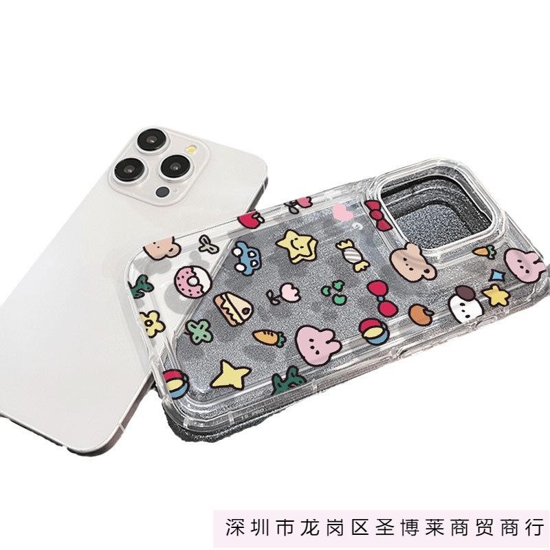 Cartoon dessert animal apple 15 mobile phone case iphone14promax transparent soft glue 13/12/11 anti-drop XR