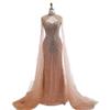Nude luxury beads flying sleeves dignified atmosphere host art test solo evening dress dress LA11118