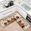 2 Pcs Halloween Rug Bathroom Floor Mat Super Absorbent Quick-Drying Anti-Slip Pumpkin Ghost Print Multipurpose Halloween Party Decoration Kitchen