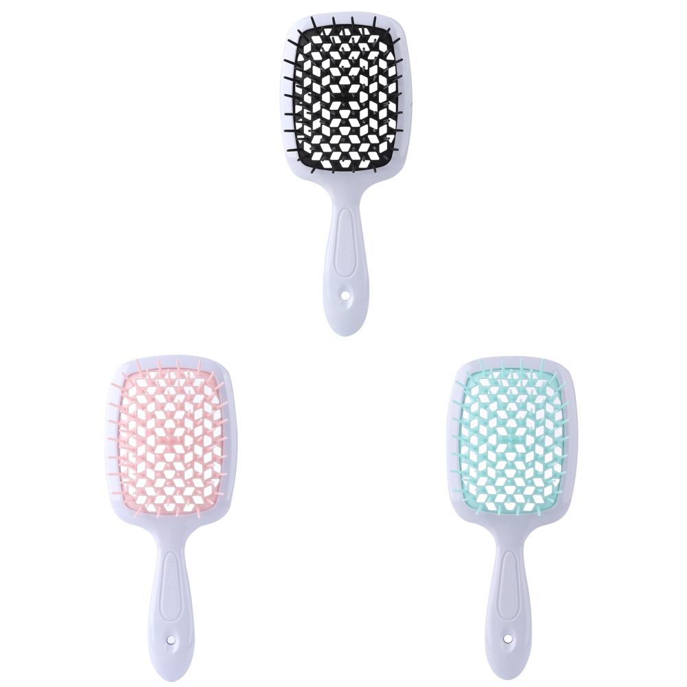 Puszysty grzebień do modelowania, siatkowy grzebień fryzjerski, wygładzający włosy, grzebień w kształcie plastra miodu, plastikowy grzebień do masażu, suchy i mokry, pusty grzebień