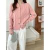 Autumn and winter new round neck retro twist knitted cardigan sweater jacket lazy style design soft waxy sweater women