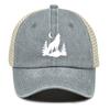 Howling Wolf Snapback Mesh Cap Forest Wolf Trucker Cap Solid Color Non-Stretch Fabric Adjustable Baseball Hat For Women & Men