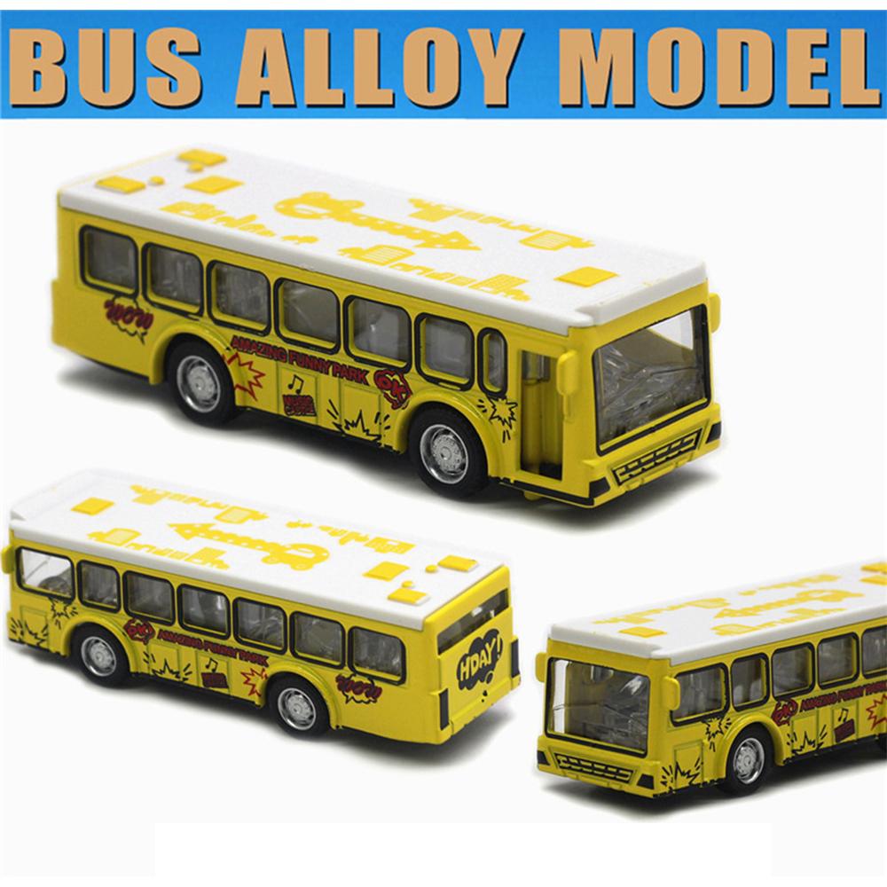 Model de mini autobuz cu tragere înapoi din aliaj 1/60, jucărie de autobuz turistic de mare simulare, set cadou