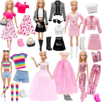 Barwawa 30cm Doll Clothes, Doll Dresses, 15-Piece Set  6 Dresses + 6 Pairs of Shoes + 3 Accessories (Sunglasses, Bag, Etc.) - Suitable for 16 Scale