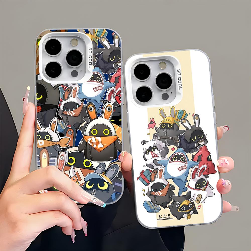 ZZZ Cute Bangboo Phone Case For iPhone 16,15,14,13,12,11,Pro,Max,Plus,Mini,XS,SE Anti Fall Gray White Matte Hard Bumper