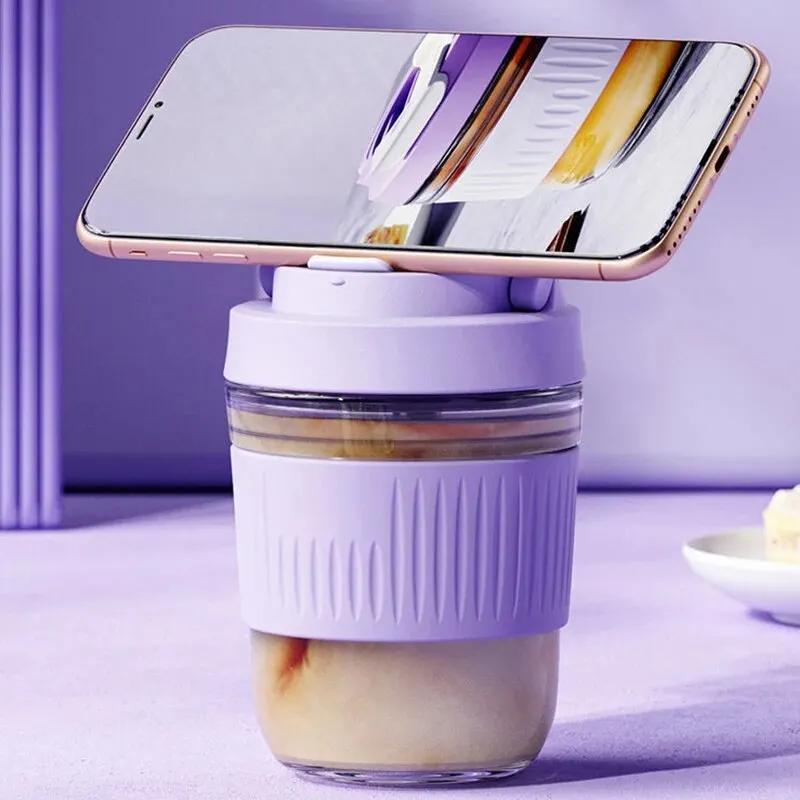 INS Style Portable Fashion Water Cup Glass Water Cup Double-layer Drink Cup Student Straw High Value Coffee Cups Gift Glass Cup