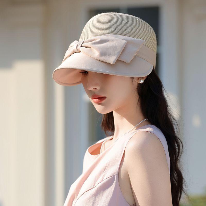 Neuer Hut Damen Sommer Outdoor Atmungsaktiv Schleife Strohhut Sonnenschutz Sonnenhut Lässiger Sonnenhut