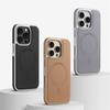 Premium Plating Frame Business Leather Magnetic Case for iPhone 17 16 15 14 13 Pro Max  Plus 17Air For Magsafe Shockproof Cover