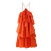 Rochie europeană americană pentru femei, multicoloră, stratificată, cu gât halter și imprimeu floral