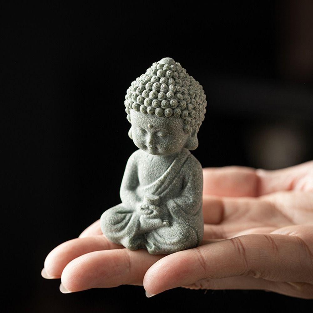 Sandstone Aquarium Buddha Statues Cute Little Monk Figurine Buddha Tea Pet  Desktop
