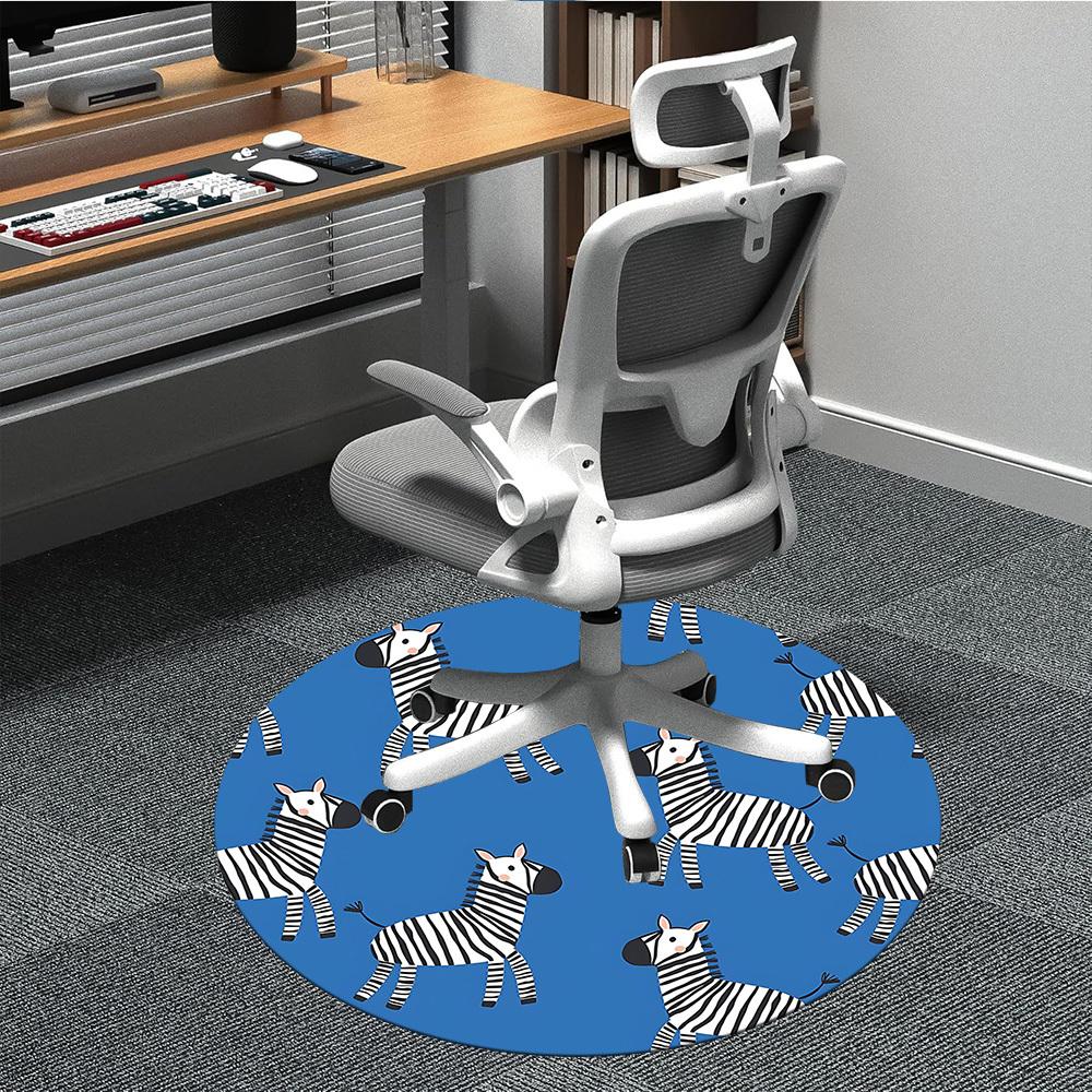 

1pc Zebra Circle Office Round Area Rug, Indoor Mat Suitable For Office, Under Office Chairs Bedroom Living Room Home Decor, Room Deco 80cm