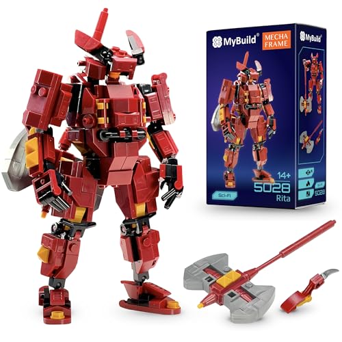 MyBuild Sci-Fi Rita 5028 - Red Armor Mech Battle Axe | Collectible Building Set | Ages 14+