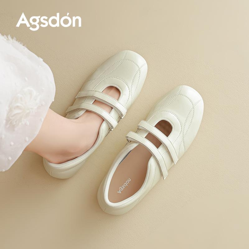 Augustine Mary Jane Women's Shoes 2025 New Autumn with Skirt One Pedal Velcro Soft-soled Casual Shoes