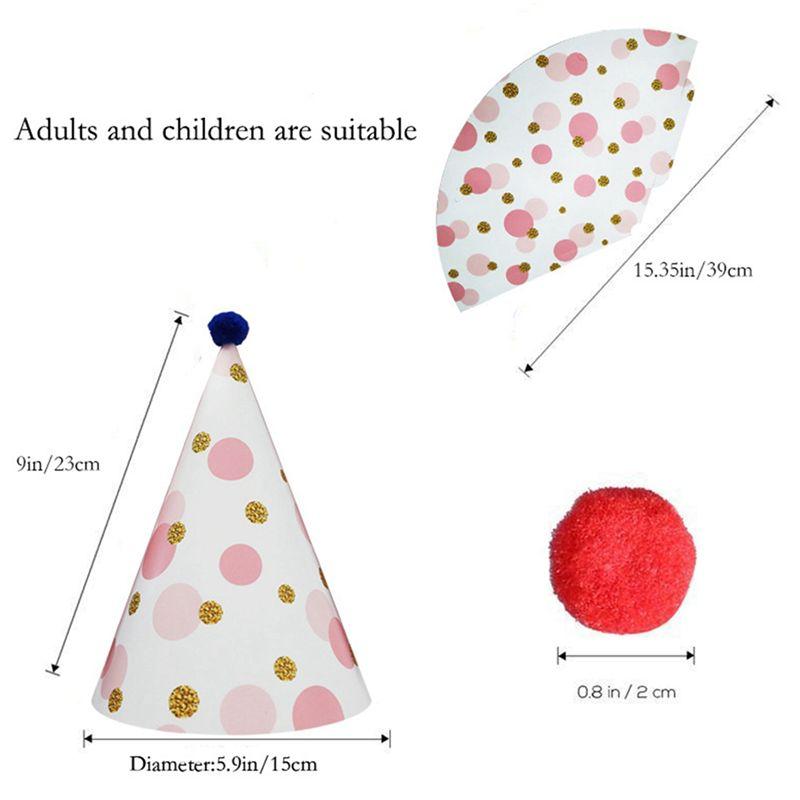 ABWR-32Pcs Paper Gold Foil Happy Birthday Party Cone Hats For Adults And Kids Party Decoration