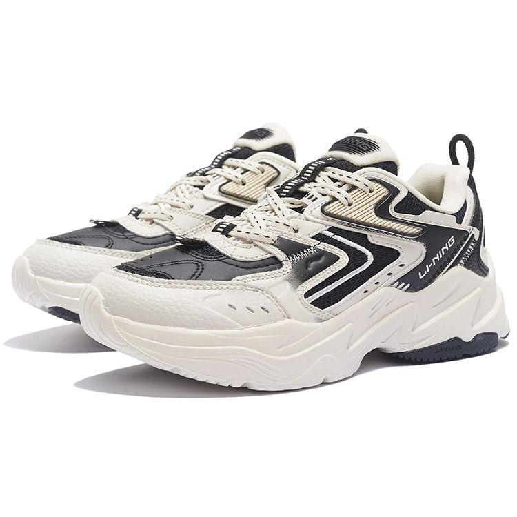 Li Ning Space Shock Absorption Low Top Sports Casual Shoes Women Sneakers White Black AGCR332-9
