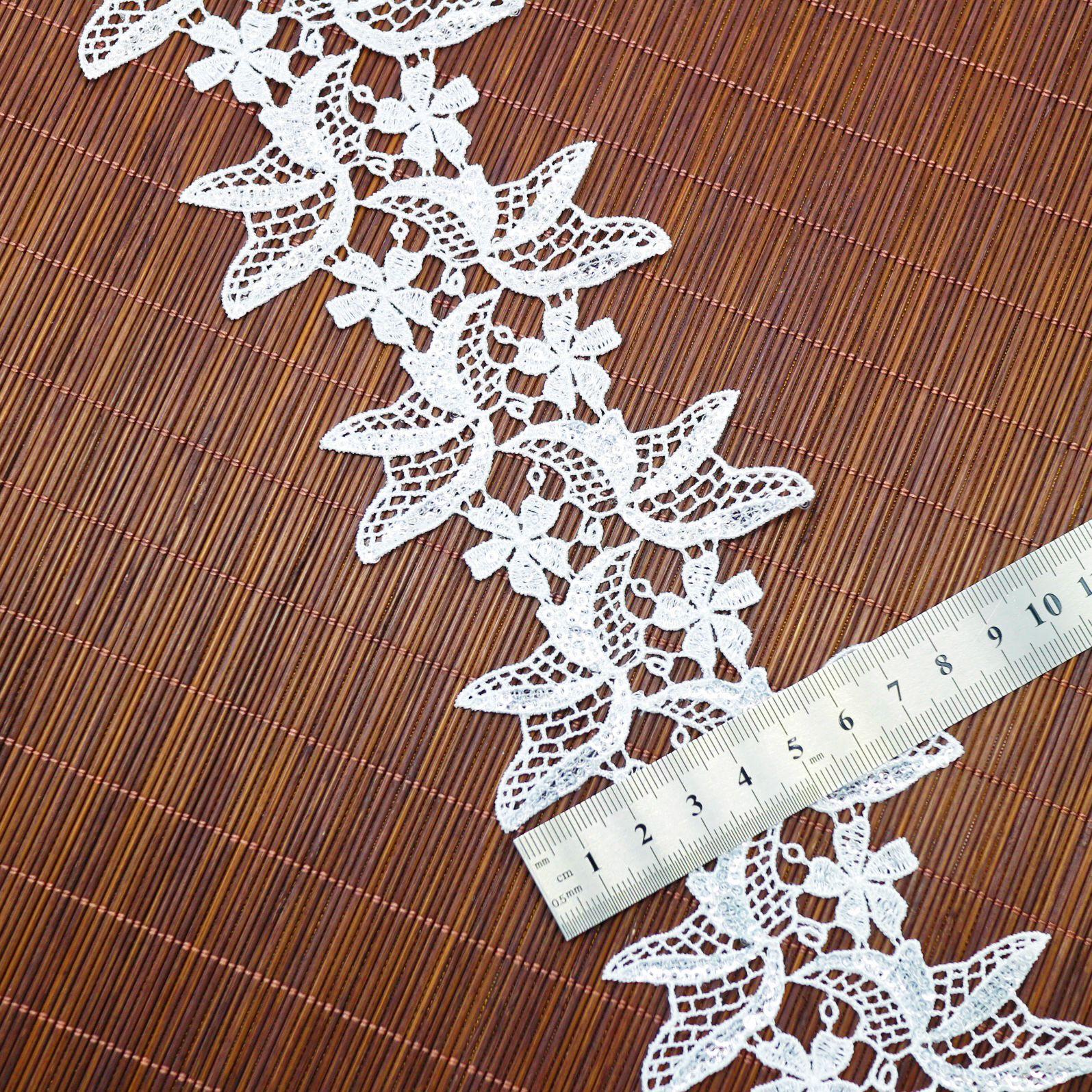 Beads Water Soluble Embroidery Polyester Light Lace Wedding Dress Clothing Lace Lace Accessories White Polyester 0512512