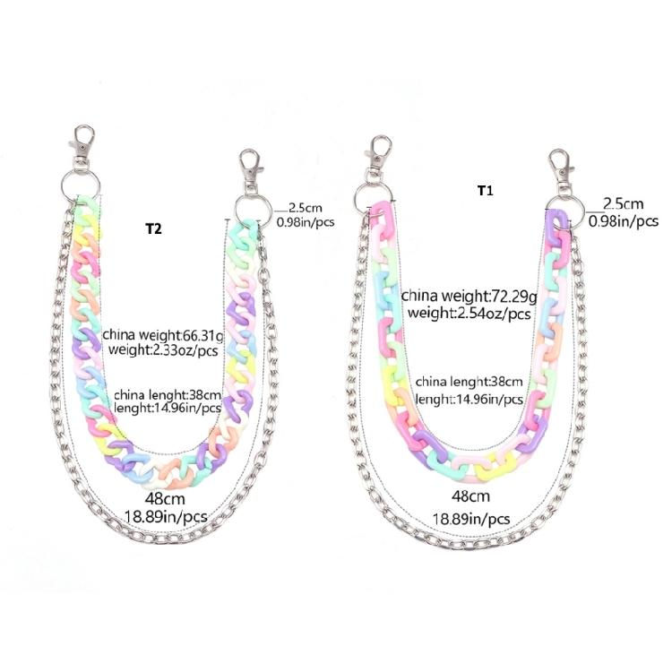 Auffällige Süßigkeitenfarbene Acrylkette Regenbogenfarbene Kette Schlüsselanhänger für Mädchen Frauen Mode Streetwear Zubehör