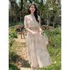 Summer French Style Floral Midi Dress - Waist-Cinched, Slimming, Elegant Temperament