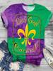 2026Carnival Women's T Shirt Floral Vintage Stylish Classic Short Sleeve Crew Neck Regular Tops Daily Print Purple Summer Spring