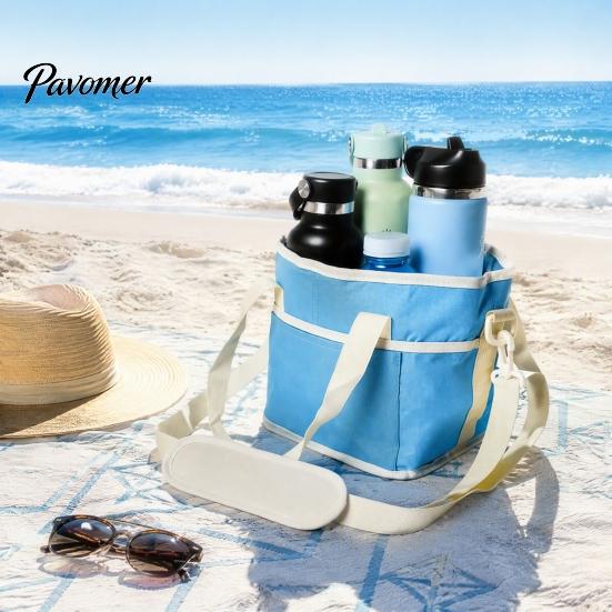 Foldable Drink Holder for Delivery Beverage Pouch with Adjustable Strap, Reusable Waterproof 4 Cup Carrier Collapsible Parties Holder, Portable Caddy
