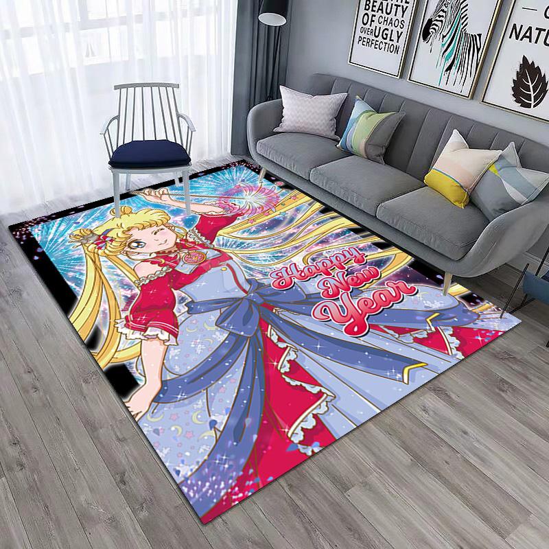 Cute cartoon theme Sailor Moon Tsukino Usagi cartoon rug Multifunctional household anti-slip decorative door mat, outdoor floor mat, and carpet Y14