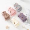 Cartoon Carrot Flip Gloves Women's Winter Fleece Warm Rabbit Ear Plush Half-finger Gloves