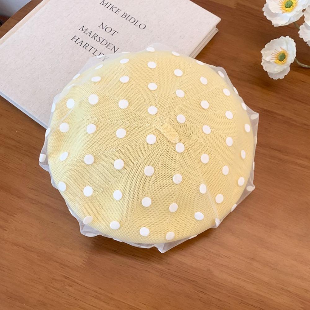 New Knit Painter Caps Mesh Beanie Cap British Polka Dot Berets  Streetwear