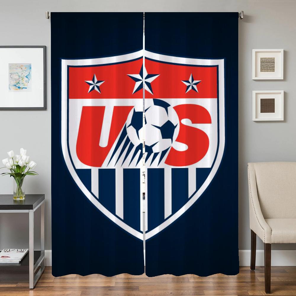Window Kitchen Curtains for Living Room 2 Pieces Blackout Curtains Door Curtain USA N-national Team Bedroom Decoration Partition