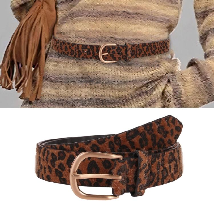 All Matching Leopard Print Belt for Women and Girl Horsehair Waist Belt for Blouses Dresses and Coats Simple Waiststrap