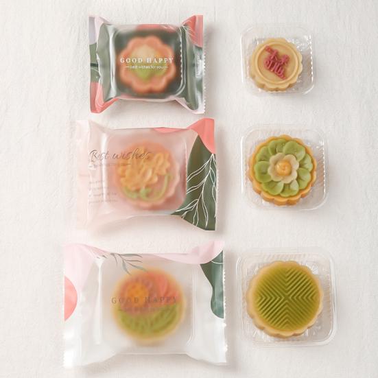 100Pcs Food Grade Clear Moon Cake Bags Good Sealing Package Vintage Plastic Moon Cake Bags Mid-Autumn Festival Favor