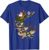 Funny Santa Reindeer Bearded Dragon Sleigh Christmas Gift T-Shirt 100% Cotton O-Neck Short Sleeve Casual Mens T-shirt Size S-3XL