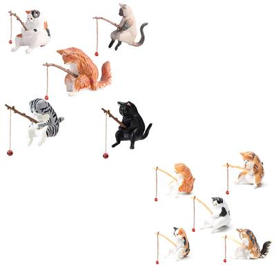 2025 Nordic Little Cute Sitting Fishing Cat Sculpture Figurine Home Creativity Statue Miniature Landscaping Fish Cat Decorations