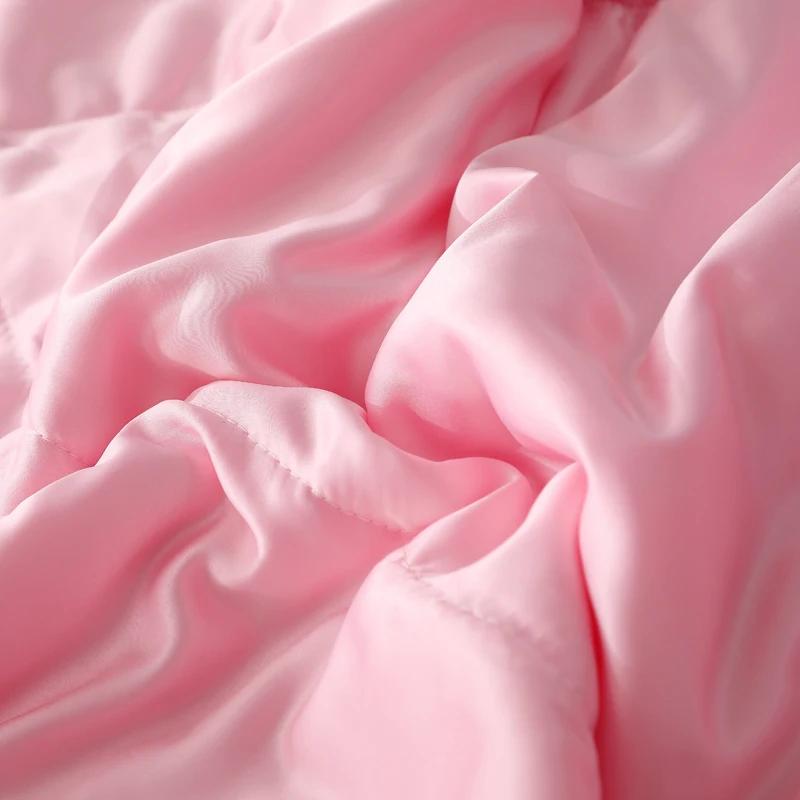 Luxury Emulation Silk Quilted Quilt Queen High End Spring Summer Satin Quilts Mechanical Wash Soft Comfortable Thin Comforter